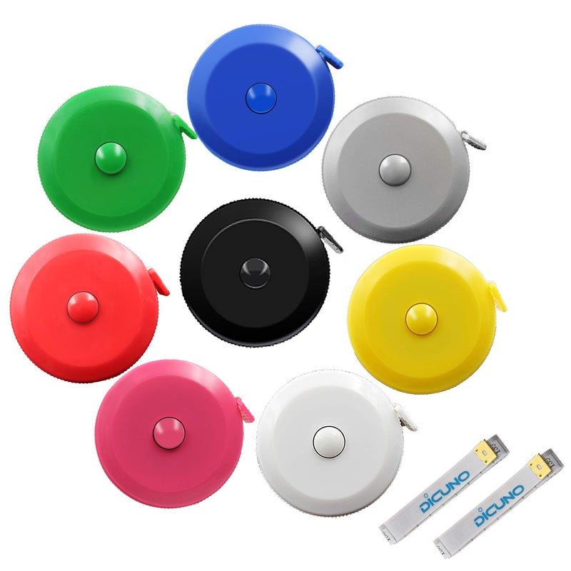 DiCUNO 60-Inch 1.5 Meter Soft Retractable Measuring Tape, Pocket, Body Tailor Sewing Craft Cloth Tape Measure (8 Colors Package) - Image 1